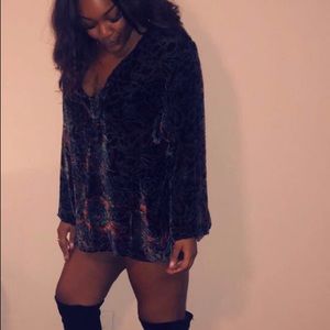 Velvet Oversized Patterned Blouse.